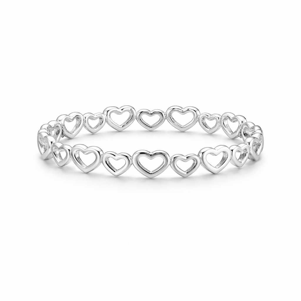 Magnefique 925 Sterling Silver Heart Pattern Ring