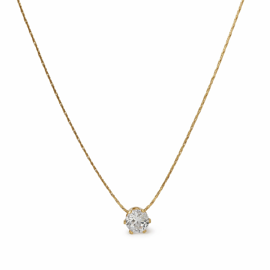 Gold Zircon Pendant Necklace