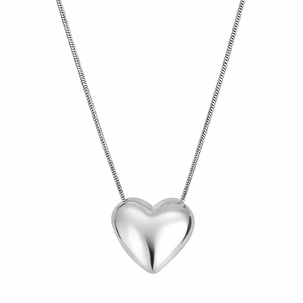 Silver Heart Love Pendant Necklace