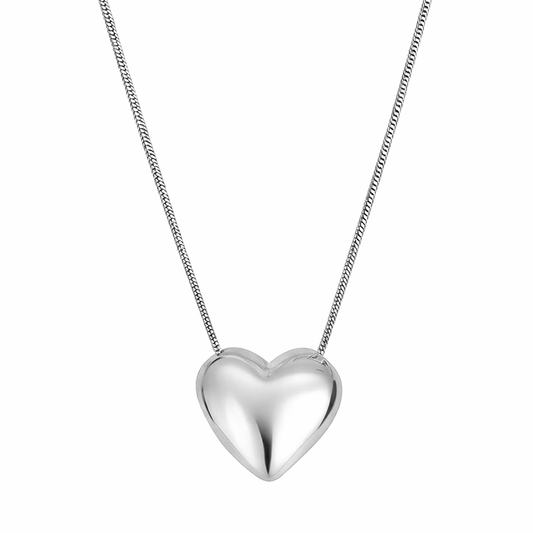 Silver Heart Love Pendant Necklace